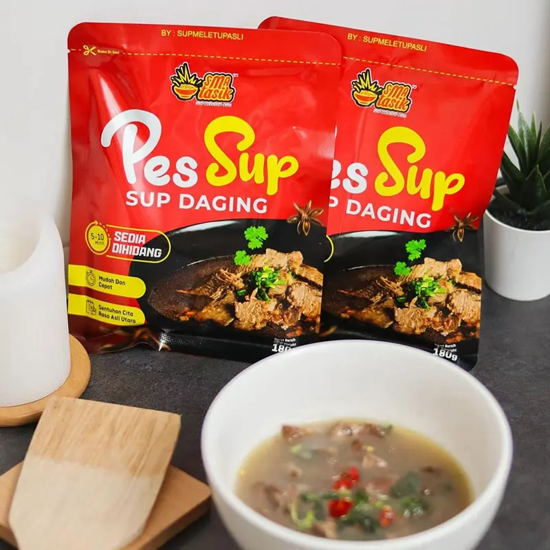 Custom Printing Oem Ready To Eat Soup Packaging Bag High Temperature 121 Food Grade Rcpp Nylon Aluminum Retort Pouch