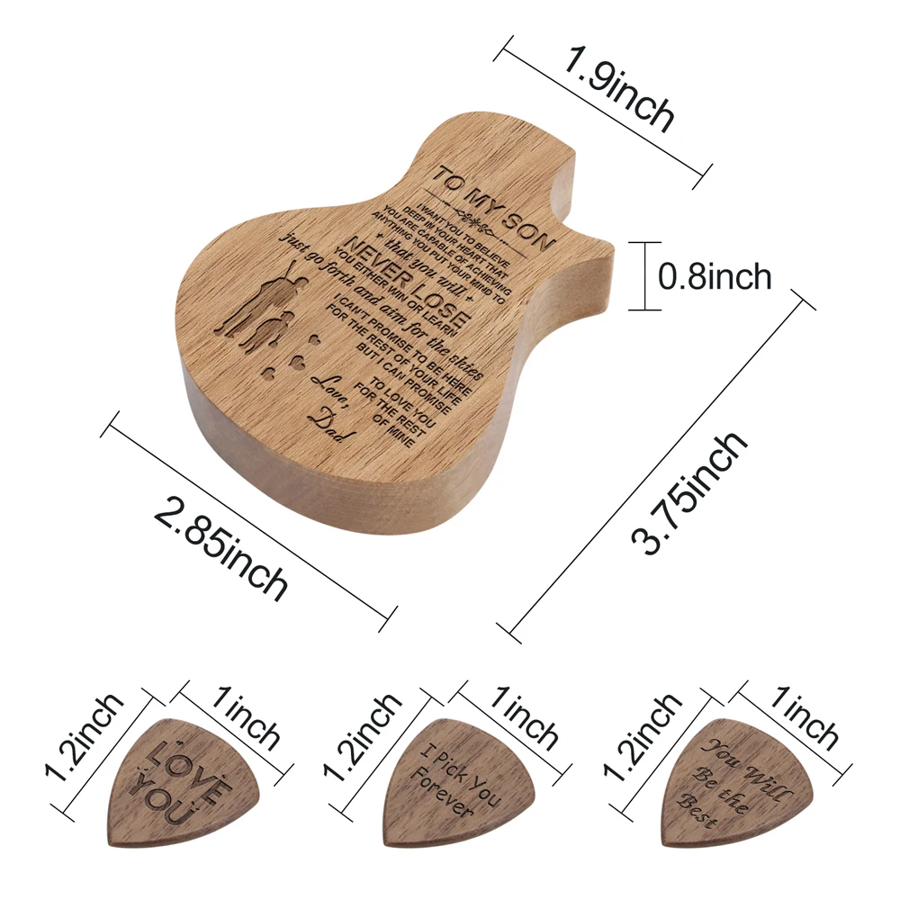 
Personalized Pick Box Laser Engraved Dropshipping Walnut Wooden Guitar Pick To My Son 