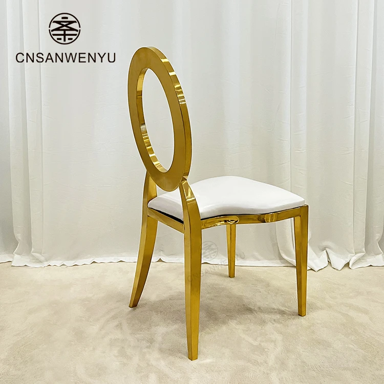 wholesale Round O Back Stainless Steel Gold Wedding Rental Dining Chair in Rose Gold or Brass Gold party chairs