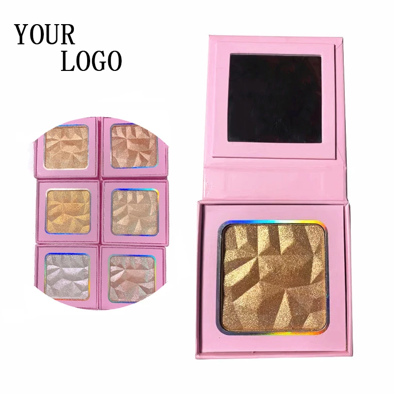 Private Label No Logo 8 Colors Highlighter Palette Face Contour Bronzer Pressed Powder Highlighter Makeup