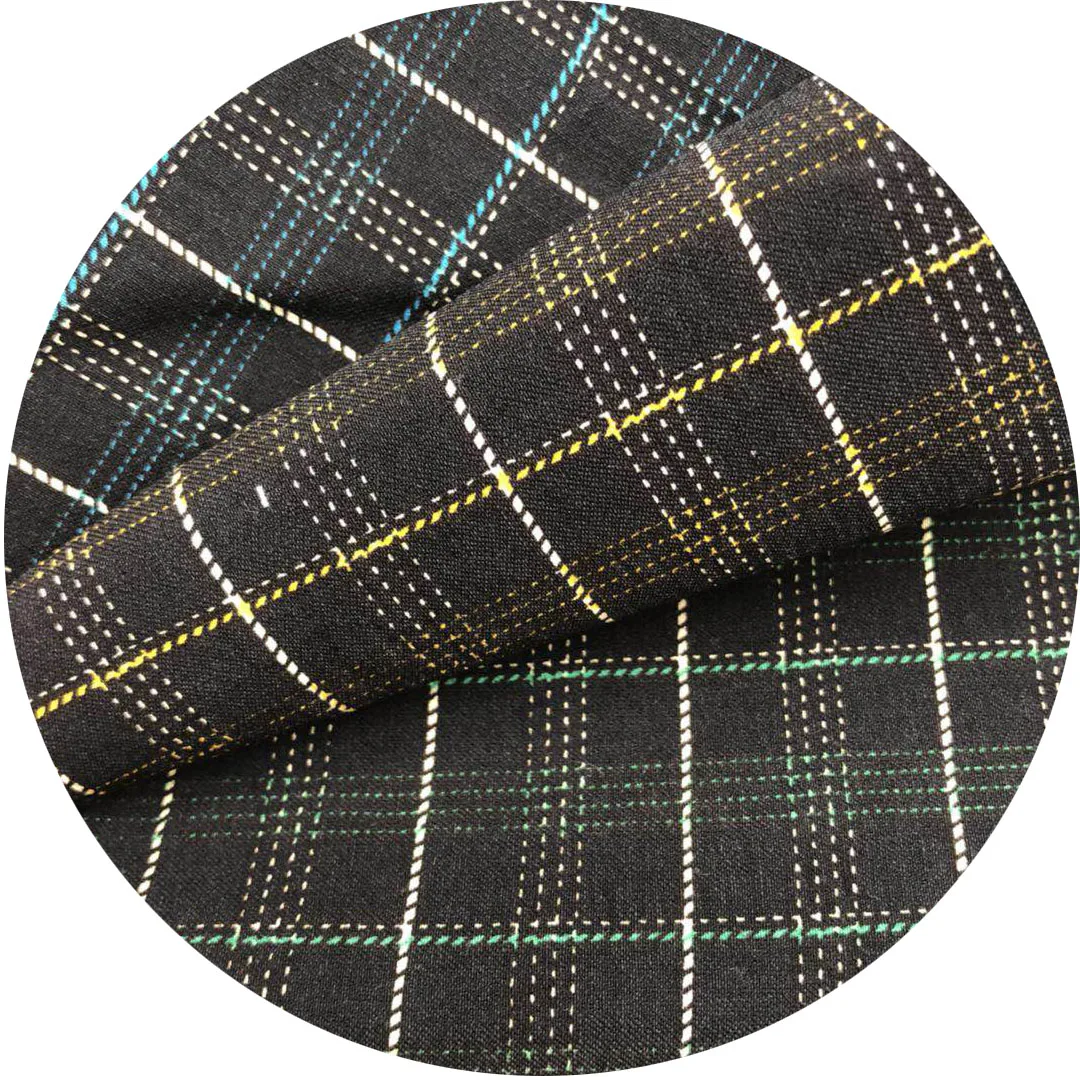 
bengaline printed checked fabric with Nylon Rayon Spandex for pants 