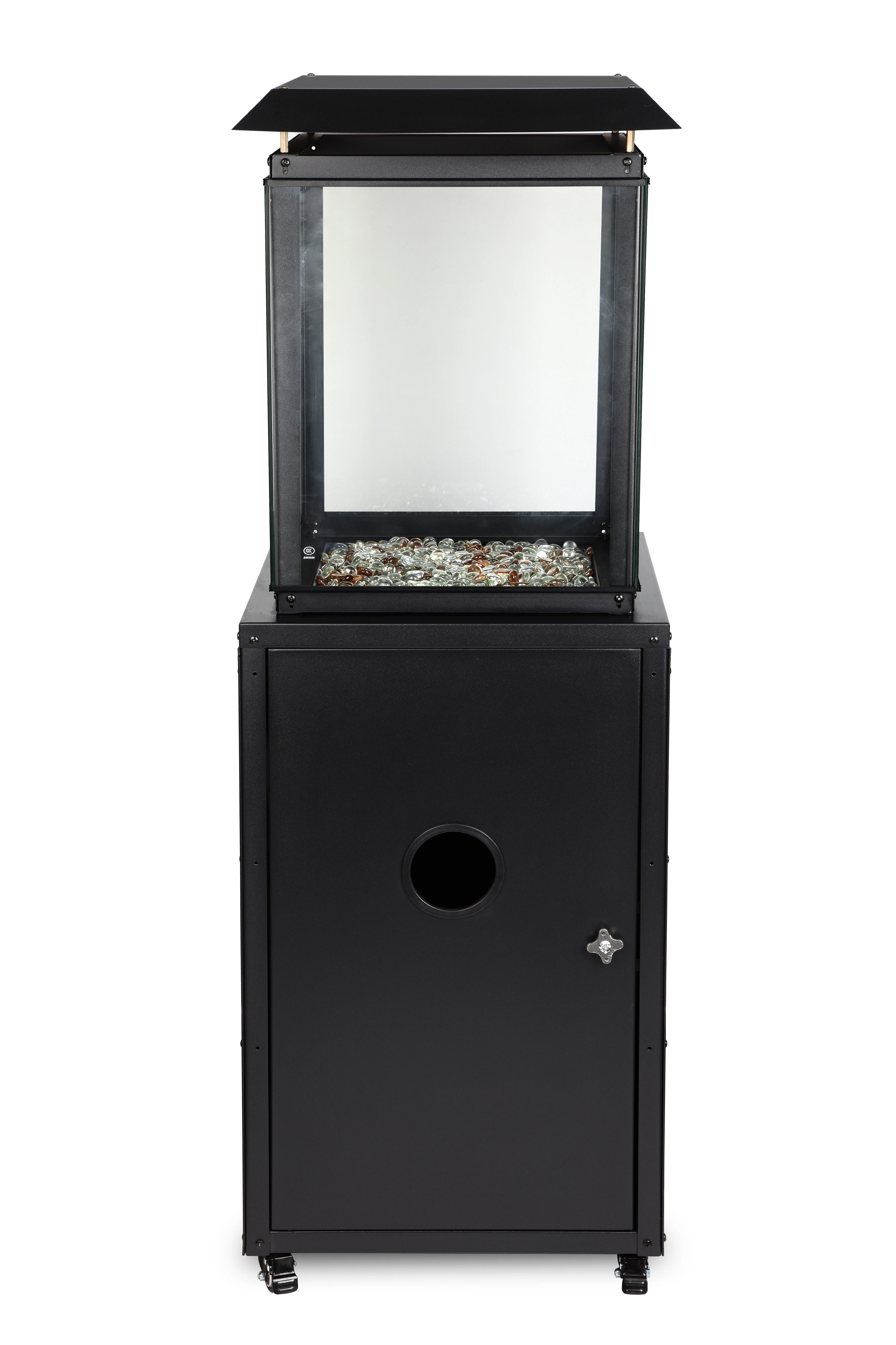 steel outdoor pyramid gas terrace fire tower  for garden and patio with tempered glass stones P1201 with CE approval