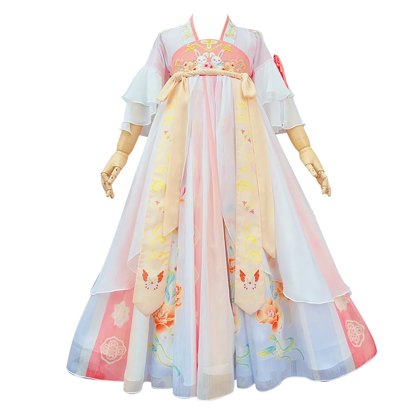 Hanfu Chinese Ancient Girls Skirt Summer Colourful Kids Dress Chinese Traditional Clothing Children Party Dress