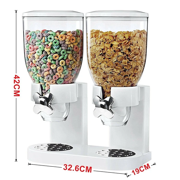 Kitchen Plastic Breakfast Buffet Oatmeal Machine Dry Food Grain Dispenser Double Cereal Dispenser Container