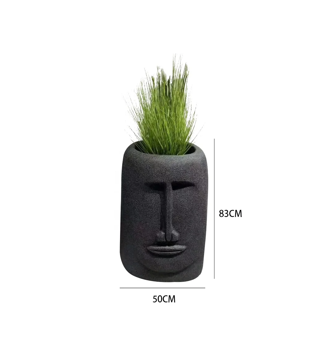 Creative Style Cool Face Head Planter Pots Flower Pot for Landscape Decor Garden Fiberglass Indoor Outdoor Eco-friendly Country