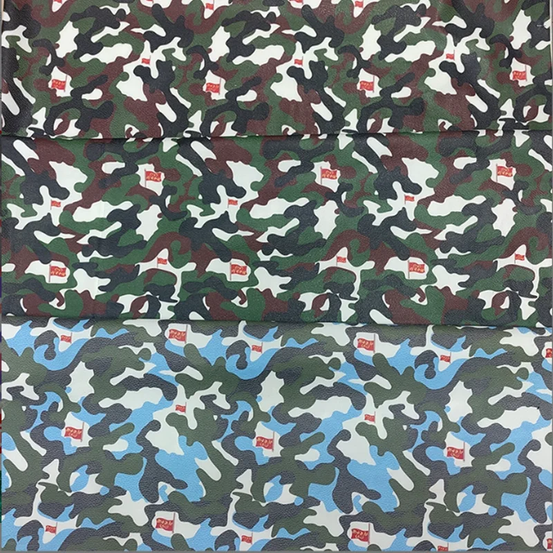 Camouflage glow in the dark leather PVC print synthetic leather for bags shoes clothing