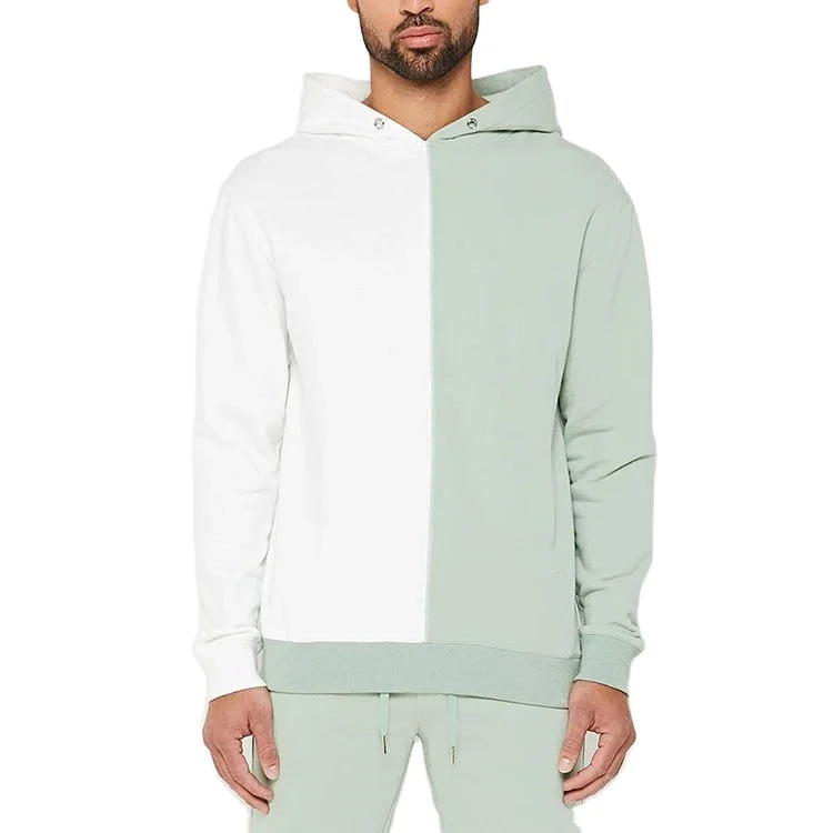 
Cheap Wholesale Two Tone Heavy Cotton Mens Custom Color Blocking Hoodies for Men 