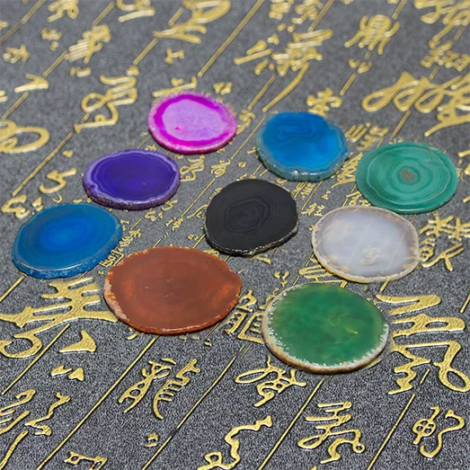Colorful Natural Agate Coasters Wholesale Crystal Coaster With Gold Coated