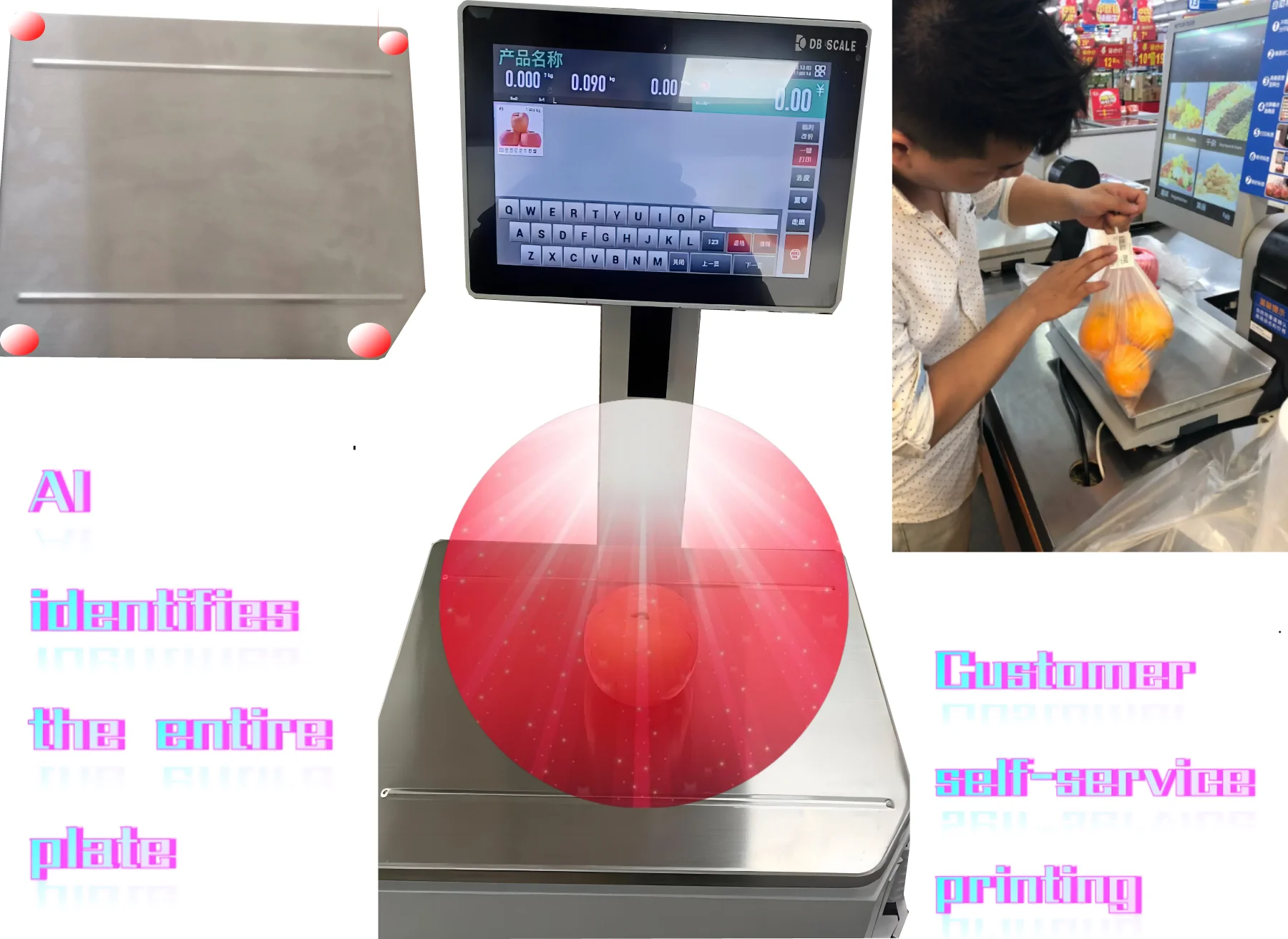 Waterproof Touch Point of OIML POS AI Scales 15.6 Inch PC POS Weight Machine with 58mm Printer Electronic Scale Balance