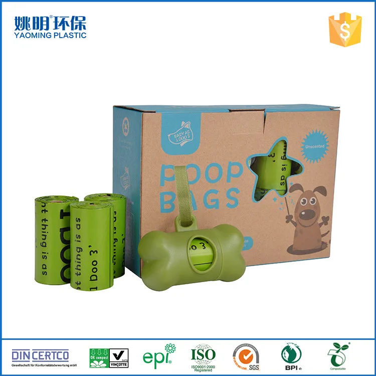 Biodegradable Custom Logo Dog Waste Bag Disposable Compostable Garbage Pet Waste Holder Dog Poop Bag