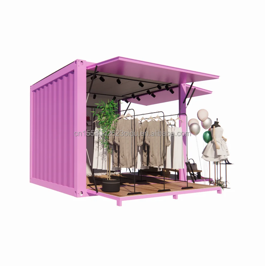 Prefabricated 10ft pop-up expansion display cabinet Container clothing store