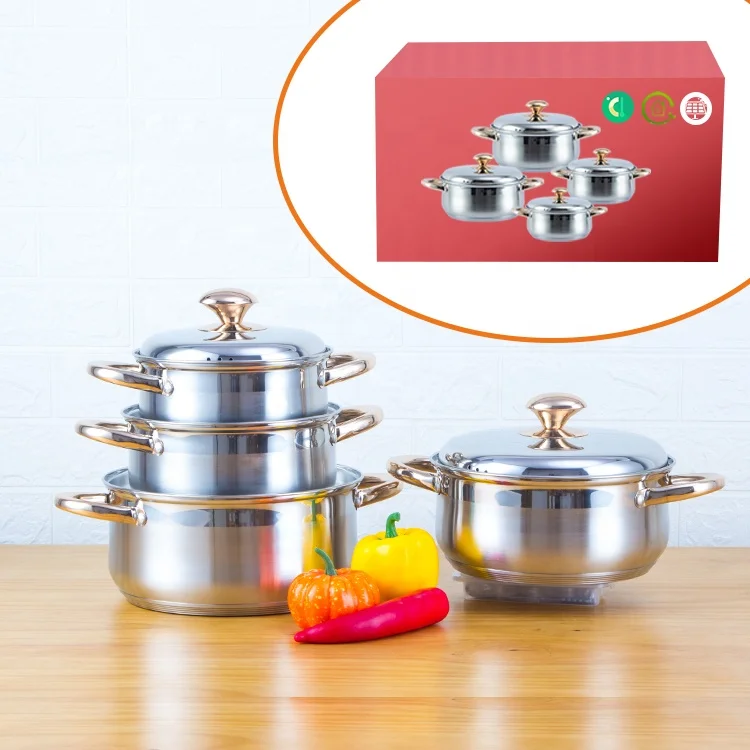 8 pcs belly shaped casserole set stainless steel cookware set with capsule bottom