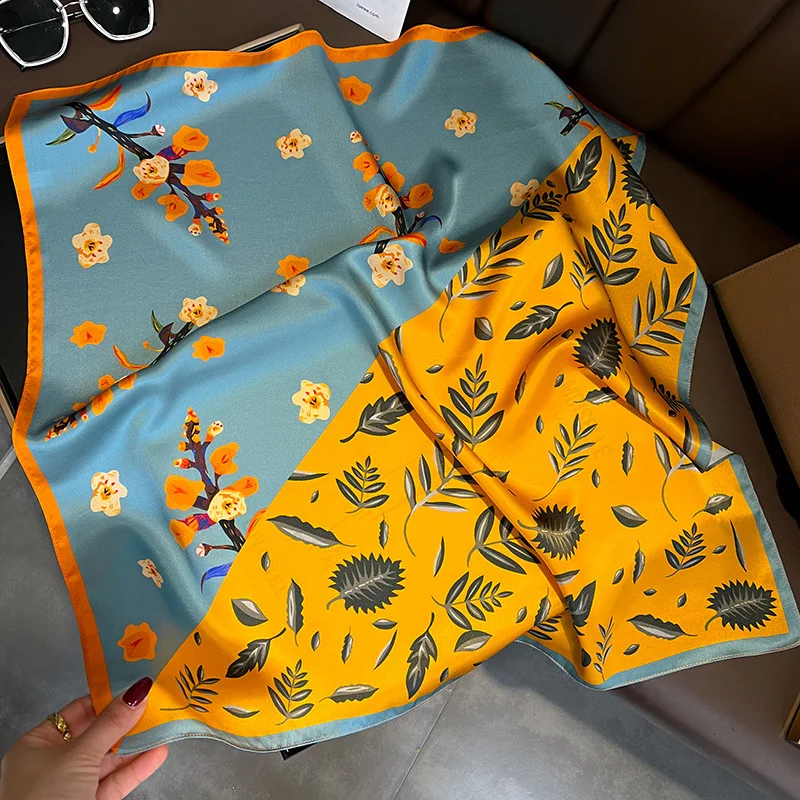 High Quality Printed Soft Handkerchiefs tie bag Twill 70*70 square thin light silk Scarf