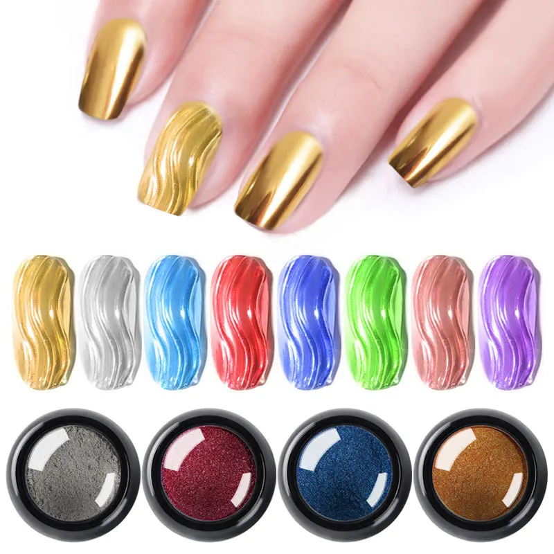 Metallic Mirror Effect Chrome Dust Nail Powder Silver Gold Red Blue Green Nail Titanium Pigment Stunning Mirror Powder