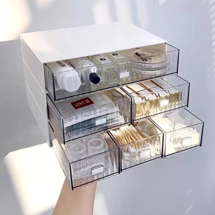 New Design Multipurpose Plastic Acrylic Multilayer Storage Box Home Office Desktop Drawer Type Multi Storage Box