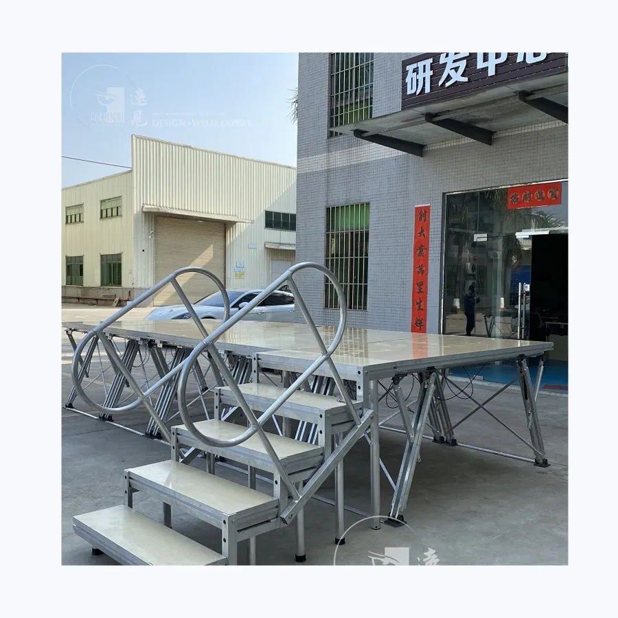 Portable low price trade show display system folding table stage