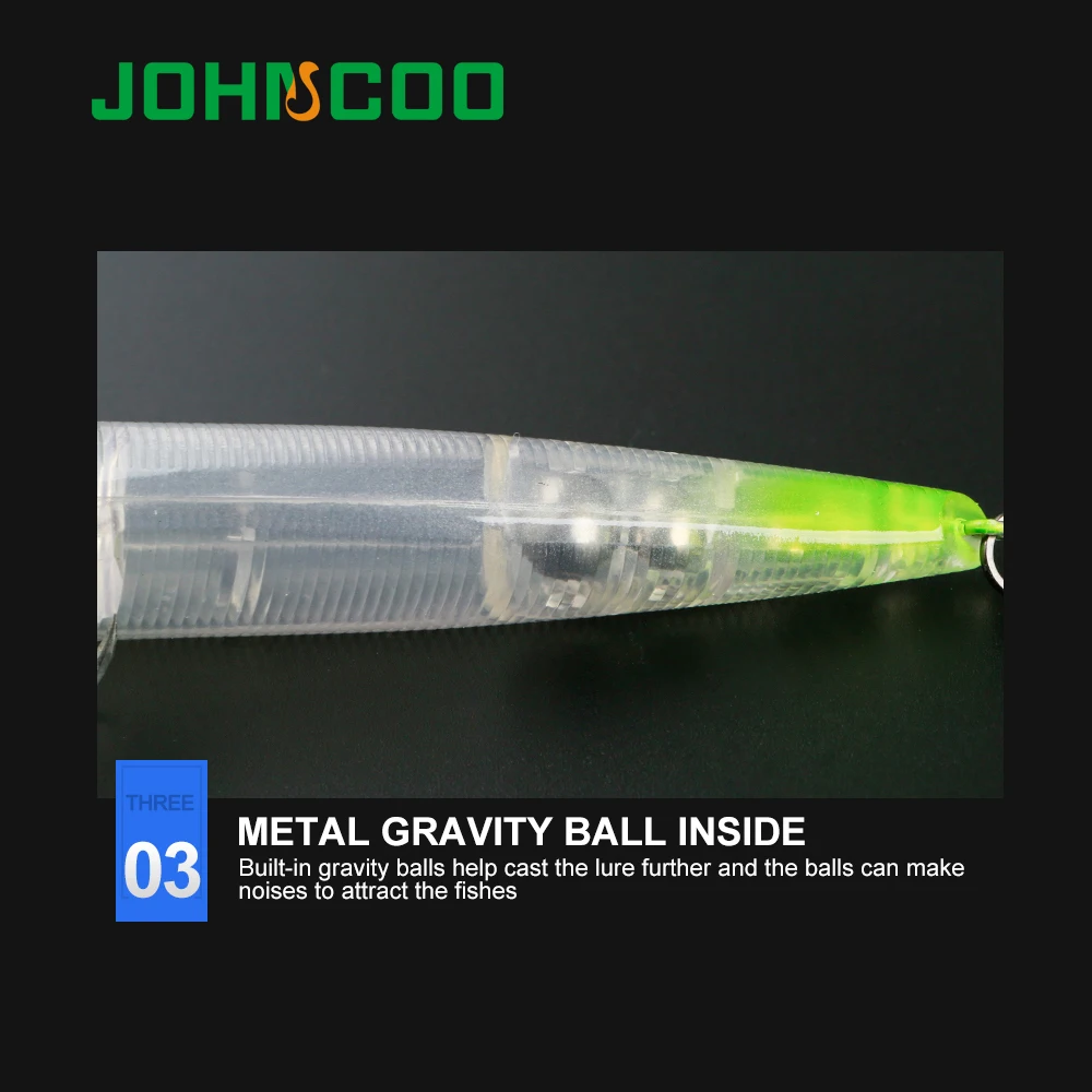 JOHNCOO Artificial Fish Plastic Fishing Bait 100mm 14g Hard Bait TopWater Pencil Baits Wobbler Fishing Pencil Lures