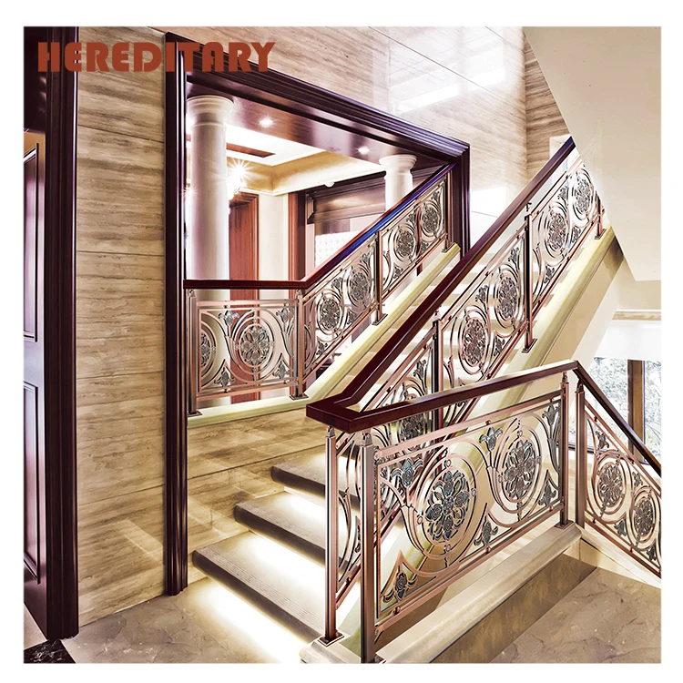 Brass railing carven panels laser cut aluminum handrail