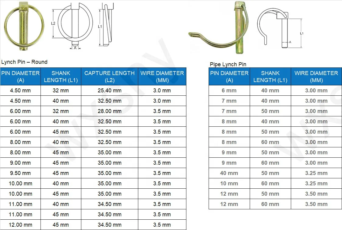 Custom 6mm 8mm Zinc Plated A2 A4 Stainless Steel Safety Lynch Pins Linch Pins
