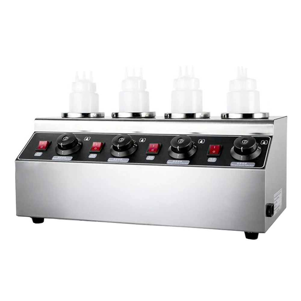 XEOLEO Commercial 4 Grids Restaurant Kitchen Chocolate Melting Machine Cheese Sauce Warmer Electric Chocolate Sauce Dispenser