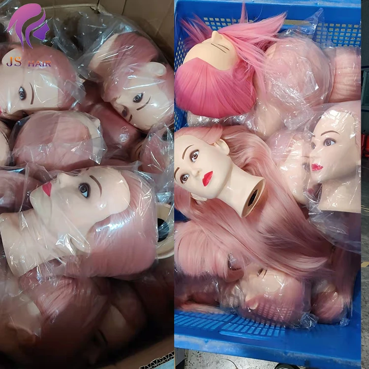 High Quality pink Blonde Brown Long Hair Training Mannequin Doll Head for Hairstyling Dutch French Braid Fishtail Practice
