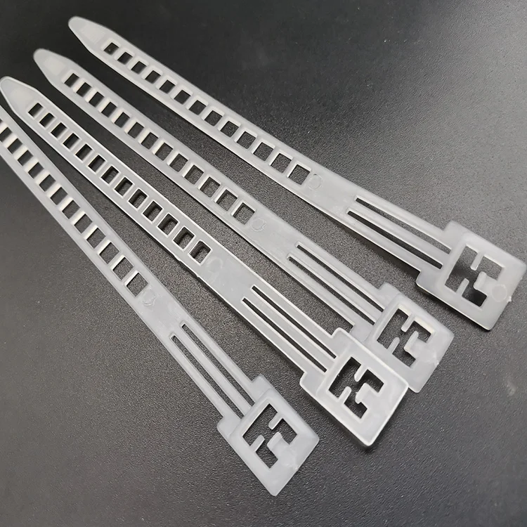 Reusable custom printed logo cable tie holder adjustable releasable nylon hook and loop strap cable ties with plastic buckle