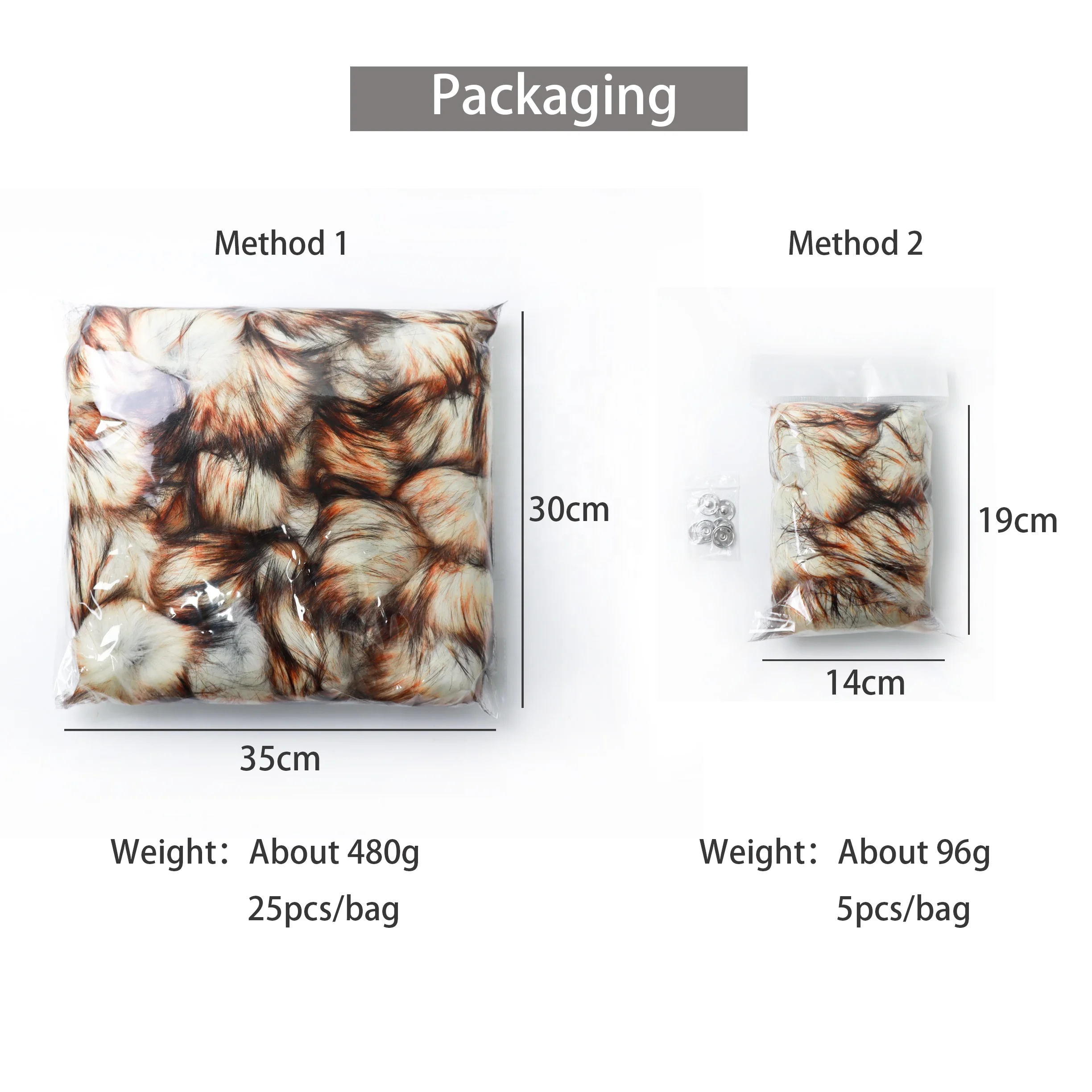 Faux Fur Pom Pom with Snap Buttons for Knitting Beanie Hats Fluffy Detachable Furry Balls Keychain Keyring Accessories