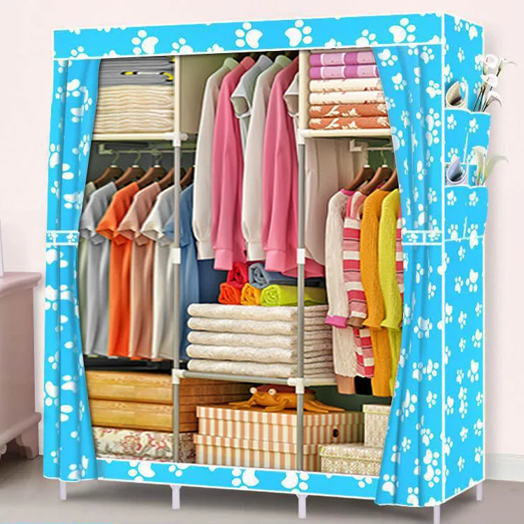 portable pink cheap simple foldable corner fitted design polyester bedroom storage	cloth closet wardrobe organizer