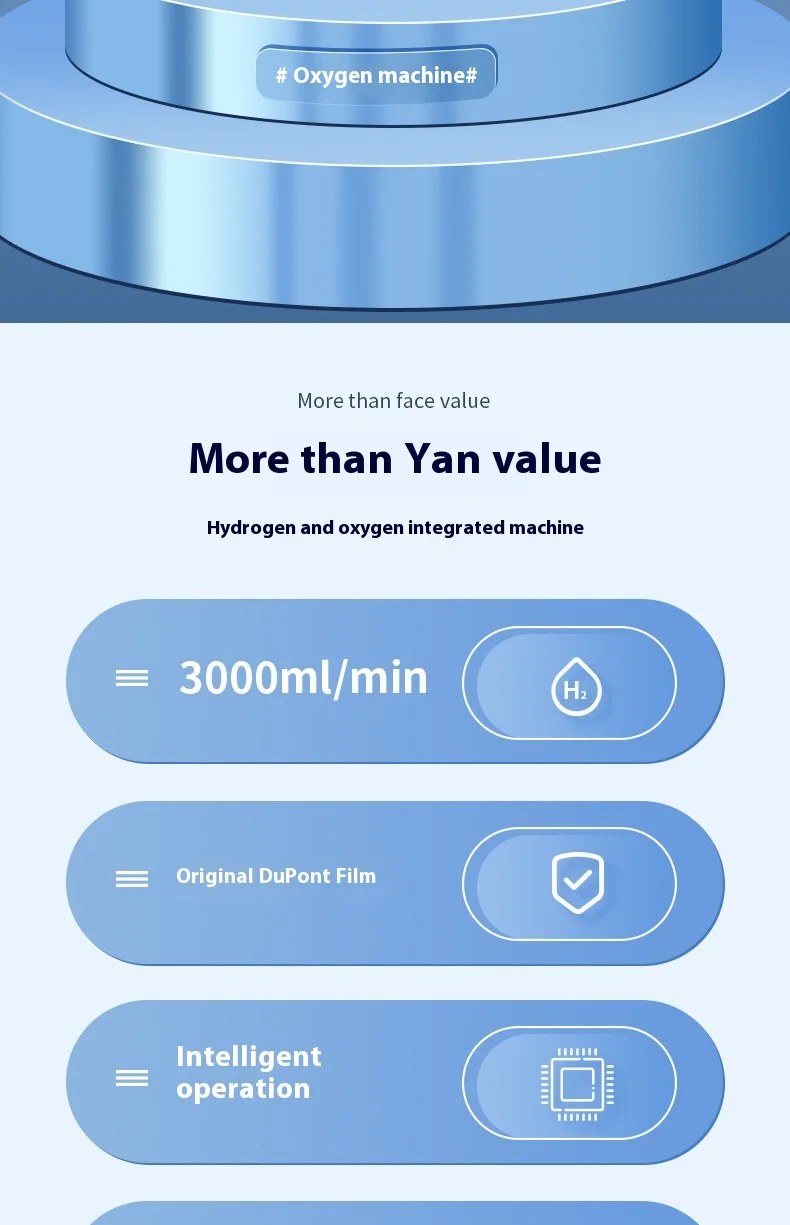 1500-3000ml SPE Adjustable flow hydrogen oxygen separation type 99.99% High Purity Water Generator Hydrogen Inhalation Machine