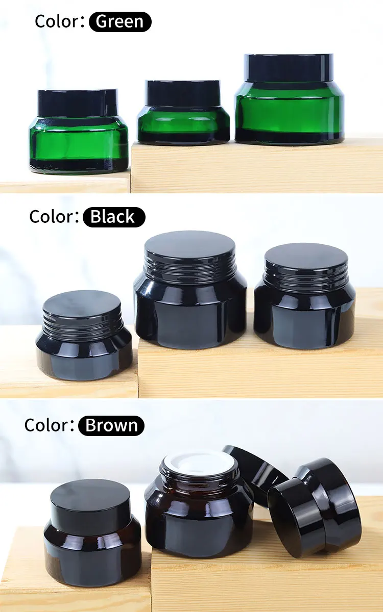 Sloping Shoulder Small Glass Jar 15ml 30ml 50ml Amber Glass Jar Cosmetic Packaging Face Cream Eye Cream Jar