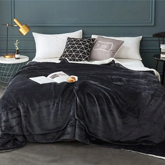 200*230CM Sherpa Fleece Blanket Fuzzy Soft Yellow Gray Plush Blanket Throw