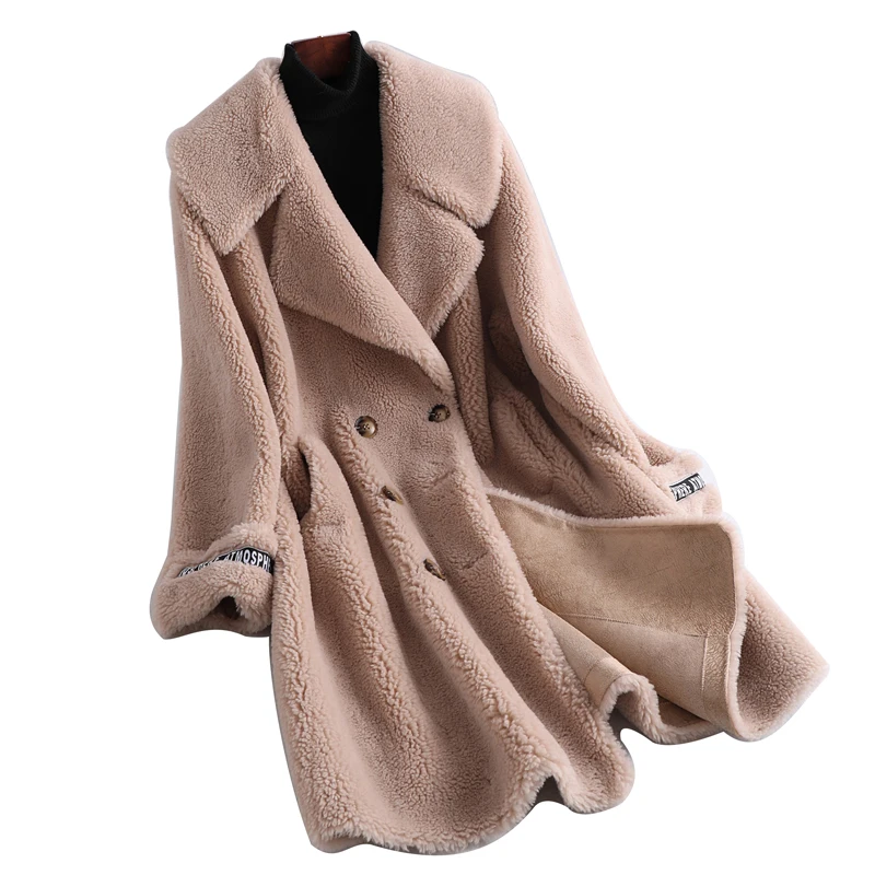 
Factory price wholesale shorn sheepskin fur jacket fleece coat long coat 
