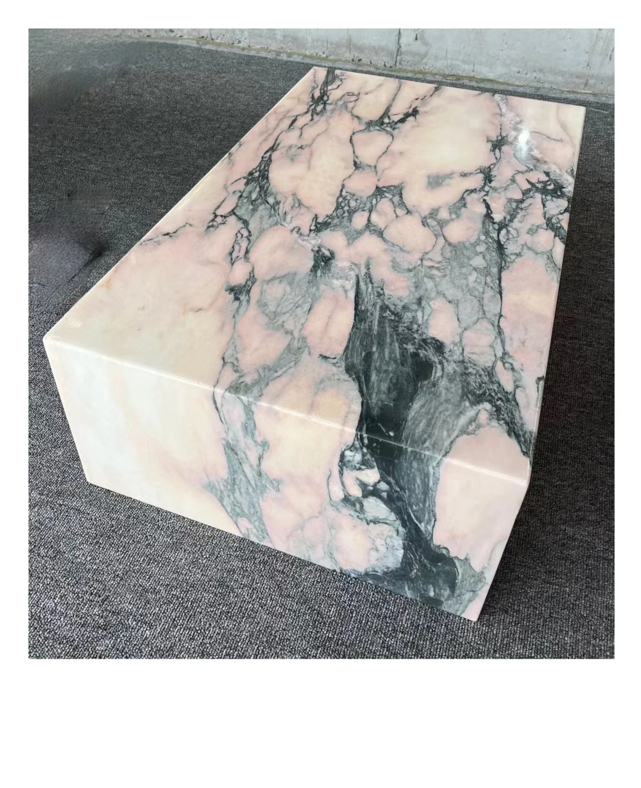 pink  marble coffee table low plinth  living room luxury natural customized calacatta violet marble coffee table
