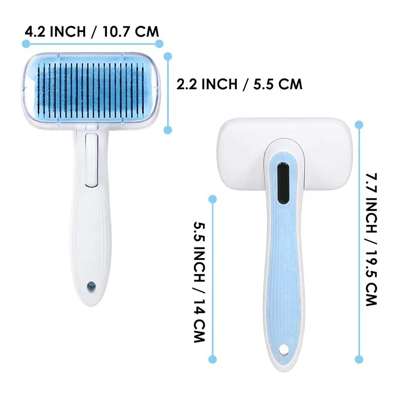 
Self Cleaning Pet Grooming Brush Bath Comb Fur Removal Shedding Tool for Thick & Thin Hair Dog Cat Supplies 