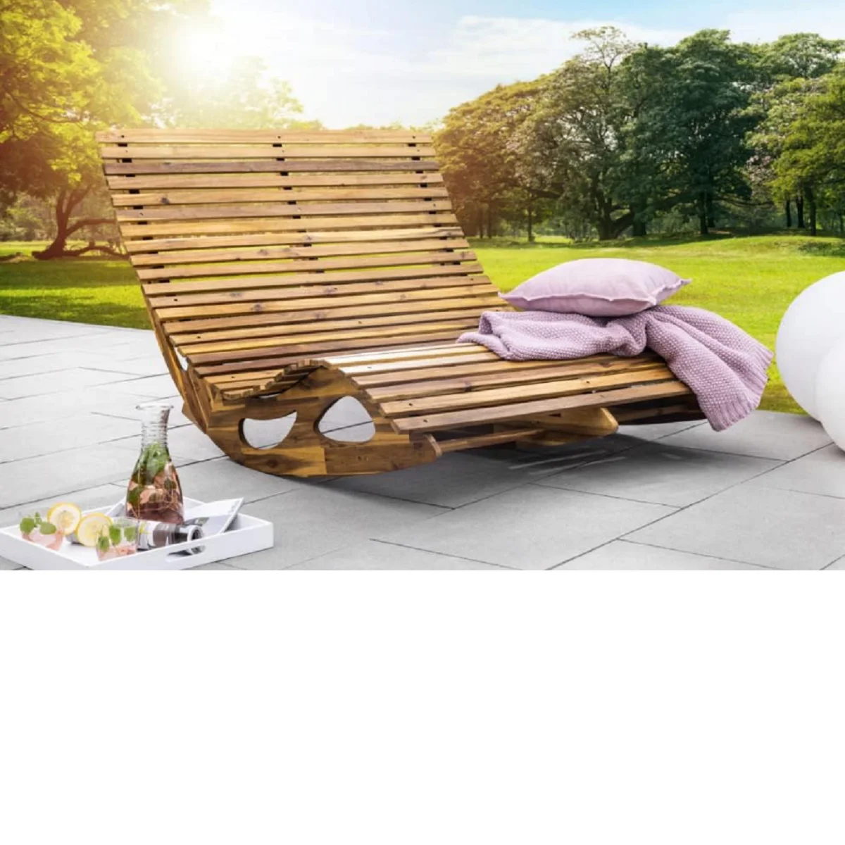 DOUBLE ROCKING SUNLOUNGER , ACACIA