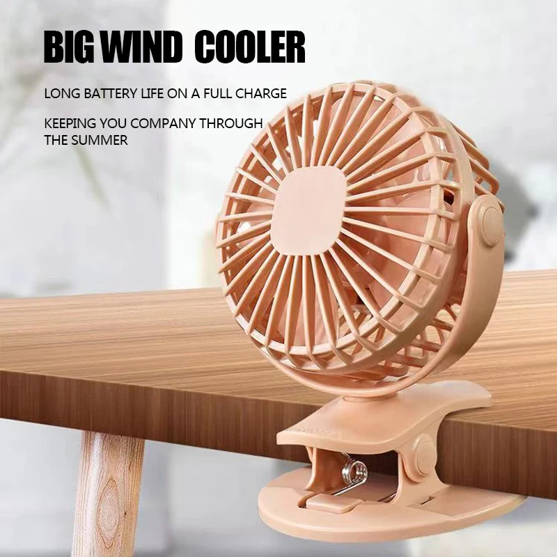 2024 Best Selling Cool Breeze Cooling Fan USB Rechargeable 360Rotating Fan With Battery Home Summer Anti-slip Cushion Clip Fan