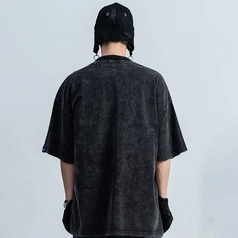 230 250 300 GSM Heavy Cotton Streetwear Graphic Vintage Acid Wash Oversized T shirt Men