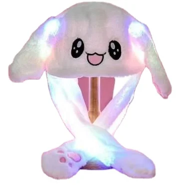 rabbit hat Moving Ear Plush Stuffed Kids Doll Plush Hat With Light Without Light Kids Plush Hat Bunny Toys Gift