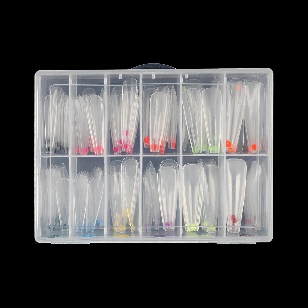 BQAN Customized New 120Pcs/Box 3D Nail Gel Stiletto Shape Nail Form Molds Colour Differentiation Nail Dual Form