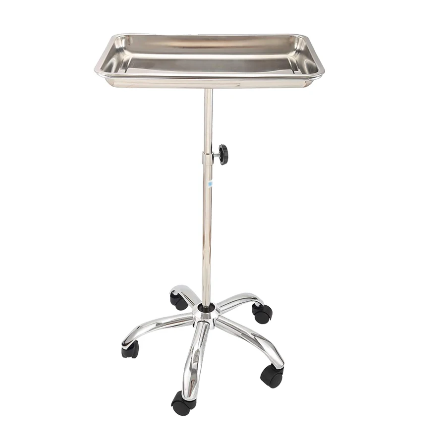 Height Adjustable Medical lifting Steel Mayo Trolley Instrument Stand with Removable Tray
