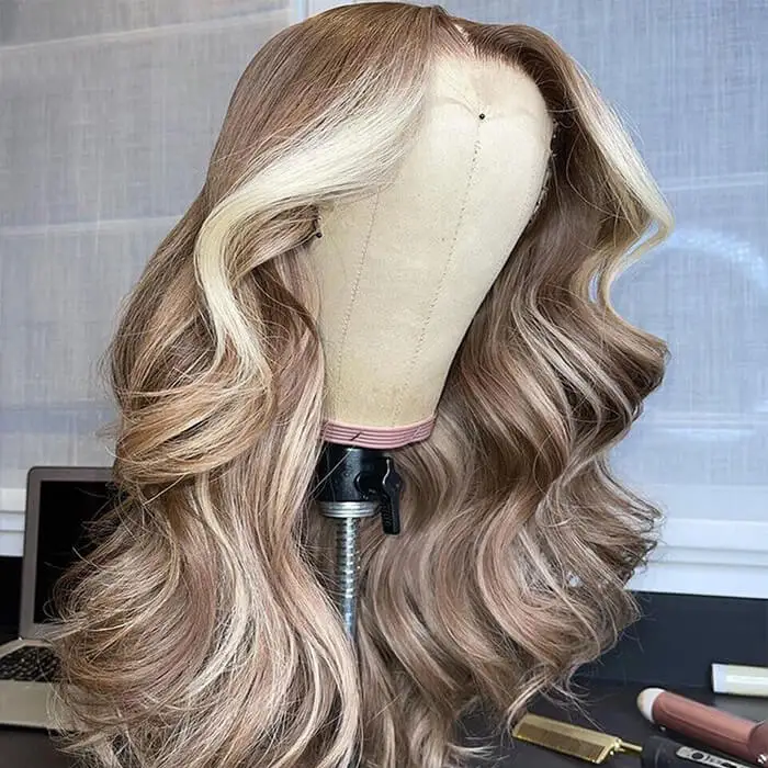 Ash Blonde Highlight Lace Front Wigs #P18/613 Color Straight & Body Wave 13x4 HD Lace Human Hair Wigs