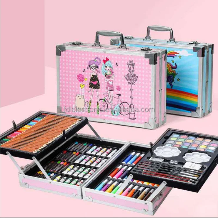factory wholesale 137 PCS Deluxe Coloring Art Set, Painting & Drawing Supplies Kit, Watercolour Pens, Oil Pastels, Crayons