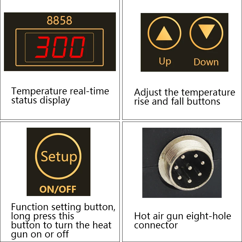 handskit 8858 Heat Guns OLED Digital Display Temperature Soldering Station Portable BGA Rework Hot Air Gun Home Diy Repair Too