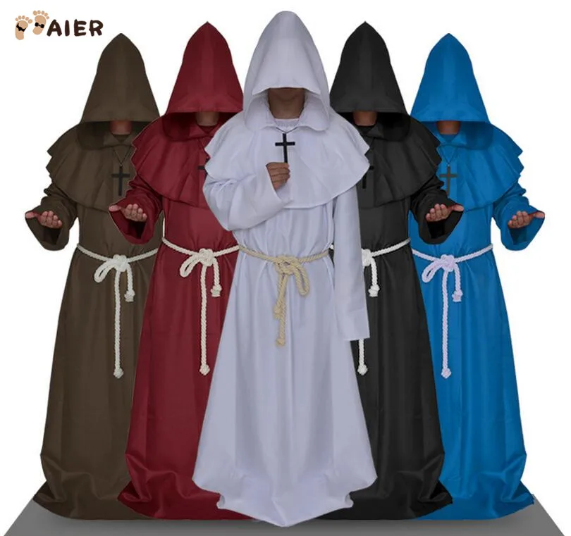 
Halloween Ancient Wizard Costume Cosplay Medieval Monk Friar Robe Priest Costume 