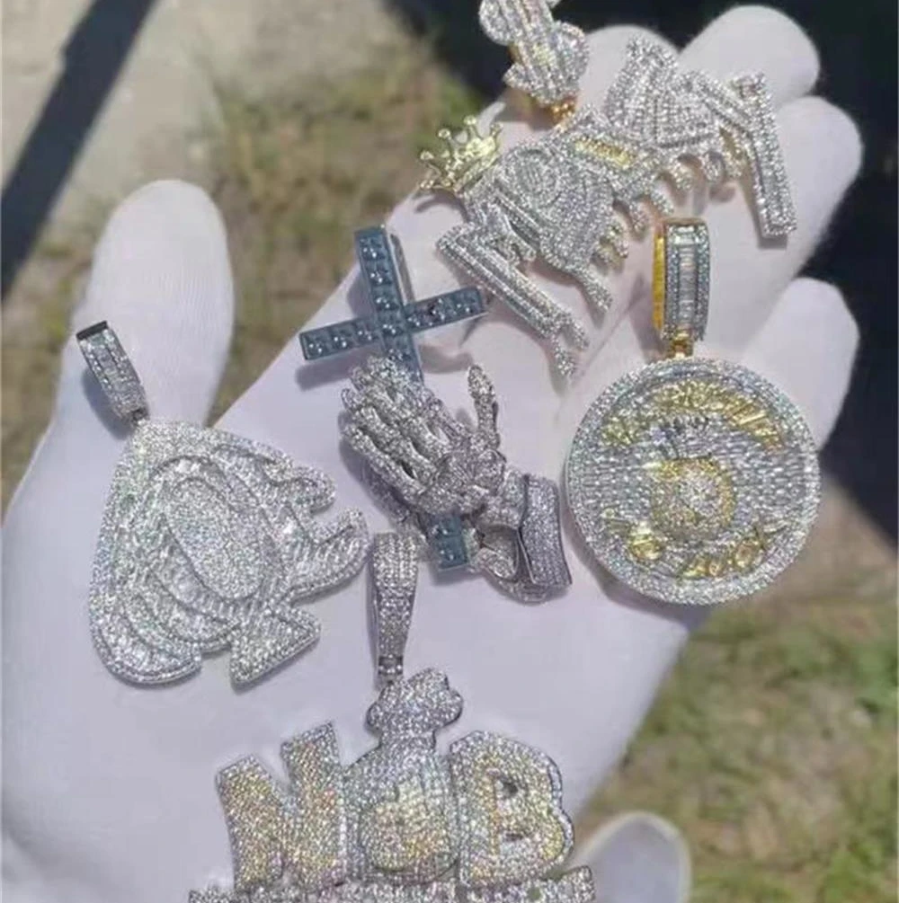 Custom 925 Sterling Silver VVS Diamond Mossinate Pass Diamond Tester Hip Hop Jewelry Pendant Iced Out Letter Pendants