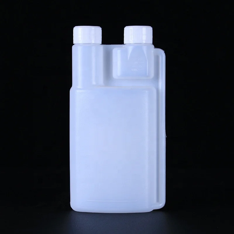 Лабораторная химическая белая пластиковая бутылка из полиэтилена HDPE с двумя двойными горлышками и двойным открыванием 100 мл 120 250 500 1000