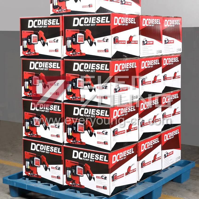 Diesel dispenser pump set with metal gun 12/24V wall fixed refueling fuel transfer pump kits