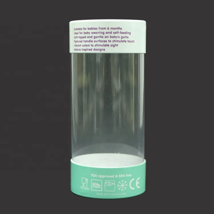 Handmade Clear round Plastic Container Custom Cylinder Box with 6 cm Diameter Stamping Embossing Features for Blister Packing