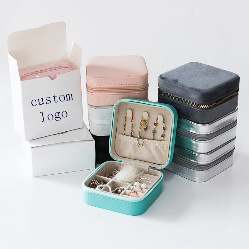 Wholesale Mini Travel Jewelry Case Portable Ring Earring Storage Organizer Custom Small Pu Leather Jewelry Box