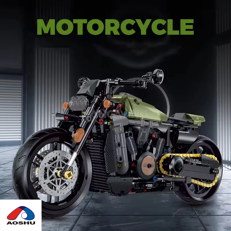 Classic Motorcycle Building Blocks Cruiser Motorbike Cool Model Technic Bricks Part Toys Sets for Kids